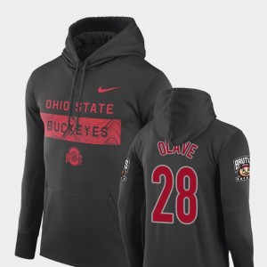 For Men Ohio State Chris Olave College Hoodie #28 Sideline Seismic Anthracite Football Performance