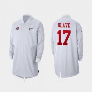 White Ohio State Buckeyes Chris Olave College Jacket #17 Full-Zip Sideline Mens 2019 Football Playoff Bound