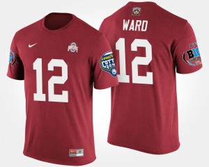 Denzel Ward College T-Shirt Bowl Game Scarlet #12 OSU Buckeyes Mens Big Ten Conference Cotton Bowl