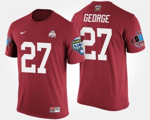 #27 Buckeyes Eddie George College T-Shirt Men Scarlet Big Ten Conference Cotton Bowl Bowl Game