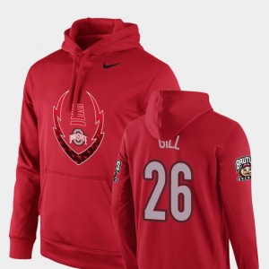 Jaelen Gill College Hoodie Ohio State Mens Scarlet #26 Football Performance Icon Circuit