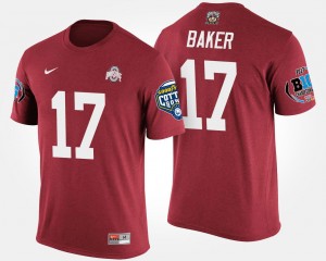 For Men's Jerome Baker College T-Shirt #17 Big Ten Conference Cotton Bowl Scarlet Ohio State Buckeye Bowl Game