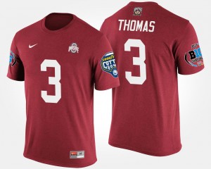 Michael Thomas College T-Shirt For Men Ohio State Buckeyes Bowl Game #3 Scarlet Big Ten Conference Cotton Bowl
