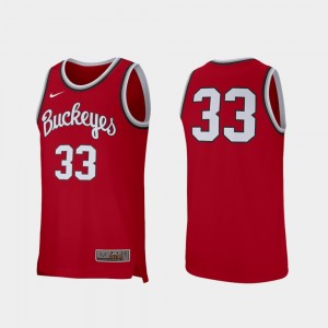 Retro Performance Ohio State College Jersey Scarlet #33 For Men's Basketball