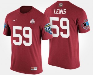 Bowl Game Men #59 Ohio State Buckeye Tyquan Lewis College T-Shirt Big Ten Conference Cotton Bowl Scarlet
