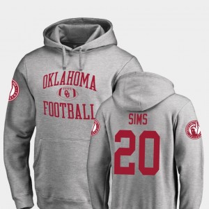 Men University Of Oklahoma #20 Billy Sims College Hoodie Football Neutral Zone Ash