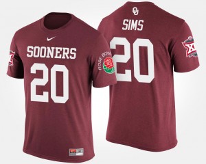 Big 12 Conference Rose Bowl Crimson #20 For Men Bowl Game Oklahoma Billy Sims College T-Shirt