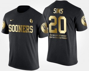 Men #20 Sooner Gold Limited Black Short Sleeve With Message Billy Sims College T-Shirt