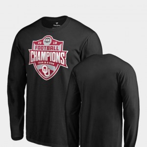 For Men College T-Shirt Black Oklahoma 2018 Big 12 Football Champions Long Sleeve