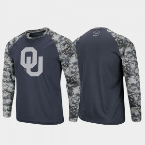 OHT Military Appreciation Charcoal Camo College T-Shirt Raglan Long Sleeve Digi Camo Mens Oklahoma Sooners