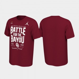 Battle For The Bayou College T-Shirt Crimson 2019 Football Playoff Bound University Of Oklahoma Mens