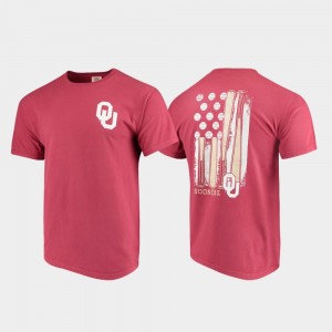 Comfort Colors Crimson Baseball Flag College T-Shirt OU Sooners For Men
