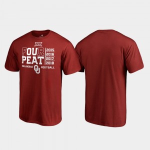 Oklahoma Sooners Four-Peat College T-Shirt For Men 2018 Big 12 Football Champions Crimson