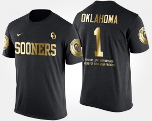 University Of Oklahoma #1 Black No.1 Short Sleeve With Message Men Gold Limited College T-Shirt
