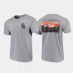 Sooners Comfort Colors Campus Scenery For Men's College T-Shirt Gray