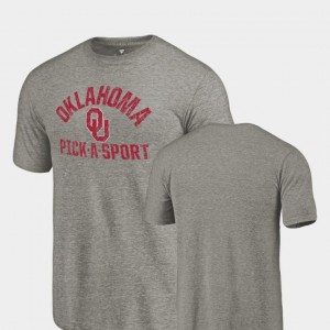 Tri-Blend Distressed For Men's Pick-A-Sport Gray College T-Shirt OU Sooners