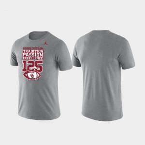 Heather Gray Men Oklahoma Sooners College T-Shirt Tradition Dri-Fit 125th Football Season