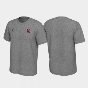 Heathered Gray University Of Oklahoma Men College T-Shirt Legend Left Chest Logo