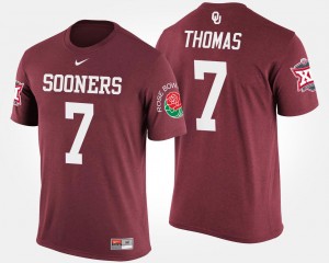 Big 12 Conference Rose Bowl Bowl Game Jordan Thomas College T-Shirt #7 OU Sooners Crimson Men's