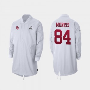 2019 Football Playoff Bound White Full-Zip Sideline #84 Oklahoma Sooners Lee Morris College Jacket For Men's