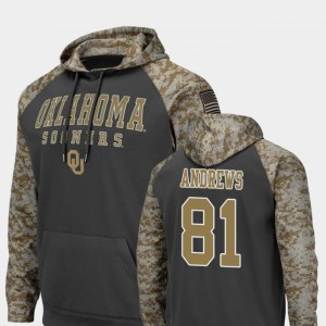 Men #81 Sooners Charcoal Mark Andrews College Hoodie United We Stand Colosseum Football