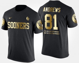Short Sleeve With Message Gold Limited Men Mark Andrews College T-Shirt Black Oklahoma #81