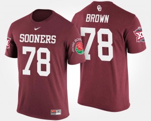 Crimson Big 12 Conference Rose Bowl OU Sooners For Men's Orlando Brown College T-Shirt #78 Bowl Game