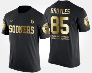 #85 Short Sleeve With Message Ryan Broyles College T-Shirt University Of Oklahoma Black Gold Limited For Men's