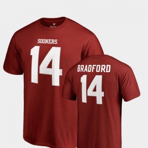For Men's #14 Oklahoma Legends Sam Bradford College T-Shirt Cardinal Name & Number