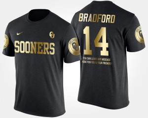For Men Black #14 Sam Bradford College T-Shirt Short Sleeve With Message Gold Limited OU