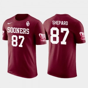 #87 New York Giants Football Sterling Shepard College T-Shirt Crimson Future Stars Men Sooners