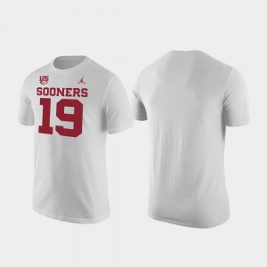 Men White University Of Oklahoma College T-Shirt Cotton 125th Football Season