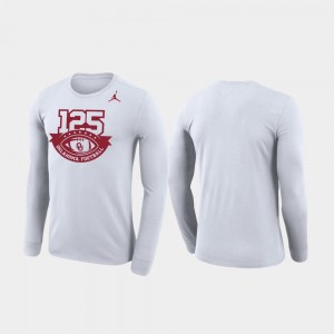 White 125th Football Season Legend Long Sleeve University Of Oklahoma For Men College T-Shirt