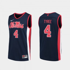 Basketball Breein Tyree College Jersey Navy Replica For Men #4 Ole Miss