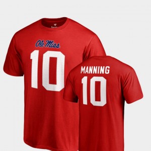 Ole Miss Rebels Red Legends Name & Number Eli Manning College T-Shirt Men #10
