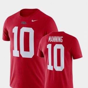 For Men's #10 Red Football Performance Ole Miss Rebels Eli Manning College T-Shirt