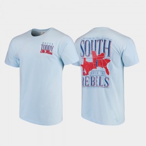 College T-Shirt Welcome to the South Comfort Colors For Men's Light Blue Ole Miss