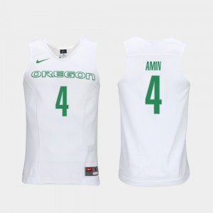 Elite Authentic Performance Basketball #4 Mens White Ehab Amin College Jersey Authentic Performace UO