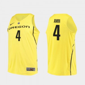 Ducks Authentic Basketball Ehab Amin College Jersey For Men's #4 Yellow