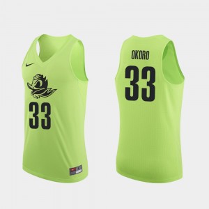 Oregon Ducks Basketball #33 Francis Okoro College Jersey For Men Authentic Apple Green