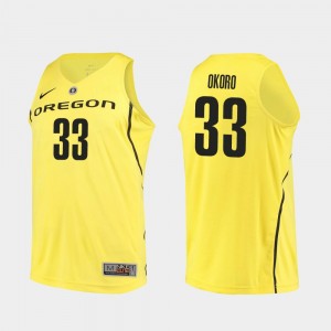 Basketball Yellow Authentic #33 Oregon Duck Francis Okoro College Jersey Mens