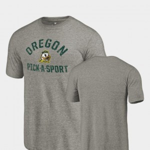 For Men's Pick-A-Sport Gray College T-Shirt Tri-Blend Distressed University of Oregon