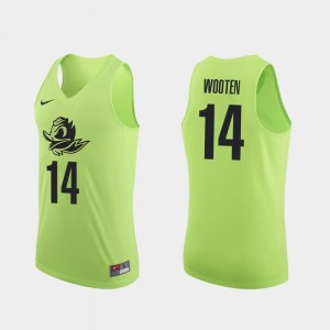 #14 Basketball Oregon Kenny Wooten College Jersey Apple Green Authentic Mens