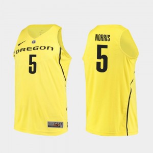 Miles Norris College Jersey Basketball Yellow UO #5 Authentic For Men's