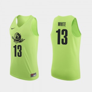 For Men Ducks Paul White College Jersey #13 Authentic Apple Green Basketball