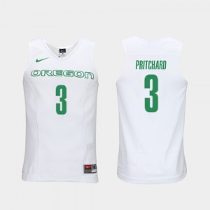 Elite Authentic Performance Basketball #3 Men's Authentic Performace Oregon White Payton Pritchard College Jersey