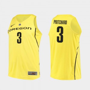 Oregon Ducks #3 Basketball For Men's Yellow Authentic Payton Pritchard College Jersey