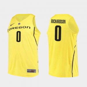 #0 Basketball Yellow Authentic Will Richardson College Jersey Ducks Mens
