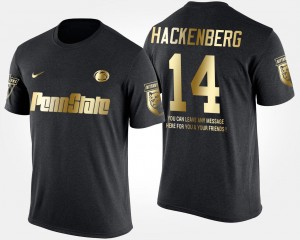 Christian Hackenberg College T-Shirt Nittany Lions #14 Short Sleeve With Message Gold Limited For Men Black
