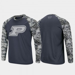 Charcoal Camo College T-Shirt Raglan Long Sleeve Digi Camo Men's Purdue OHT Military Appreciation